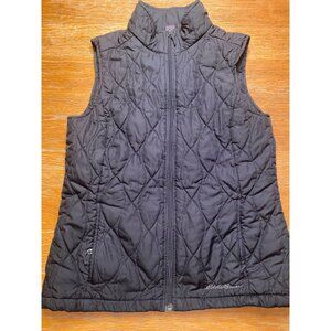 Eddie Bauer Womens Quilted Sleeveless Vest With Zipper Closure & Stand Collar